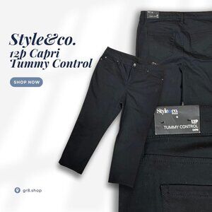 NWT Style & Co Women’s Capri Pants Size 12P Black Tummy Control Comfort Waistban